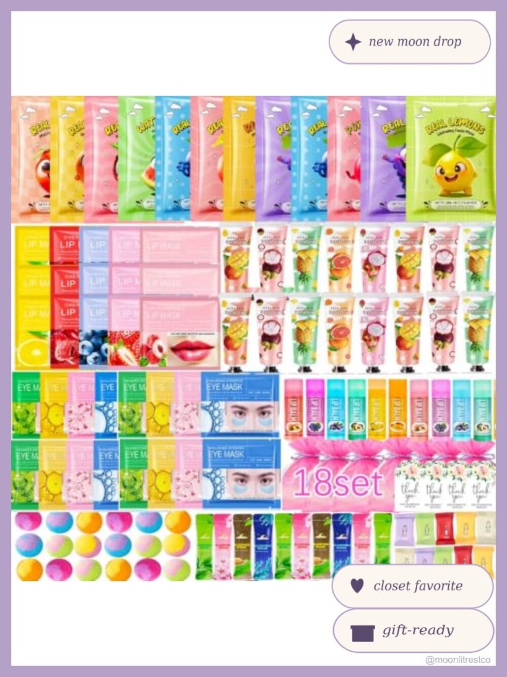 Spa Party Favors Kit 180 Pcs Skincare Set Face Masks Lip Masks Gifts